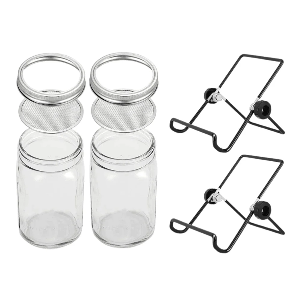 

1 Set Stainless Steel Lid Mason Jars Sprouters Sprouting Kit with Racks (Transparent)