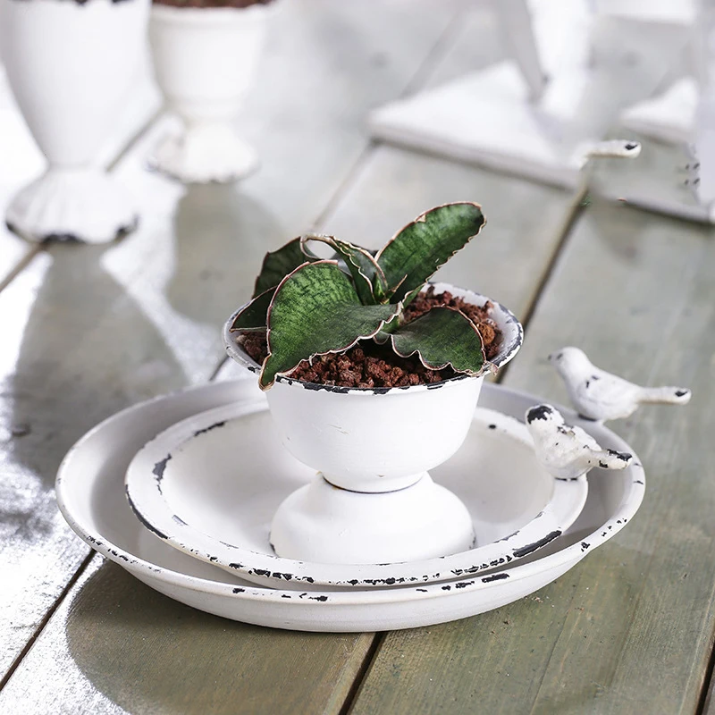Классический цветочный горшок специальная железная чашка белый маленький для