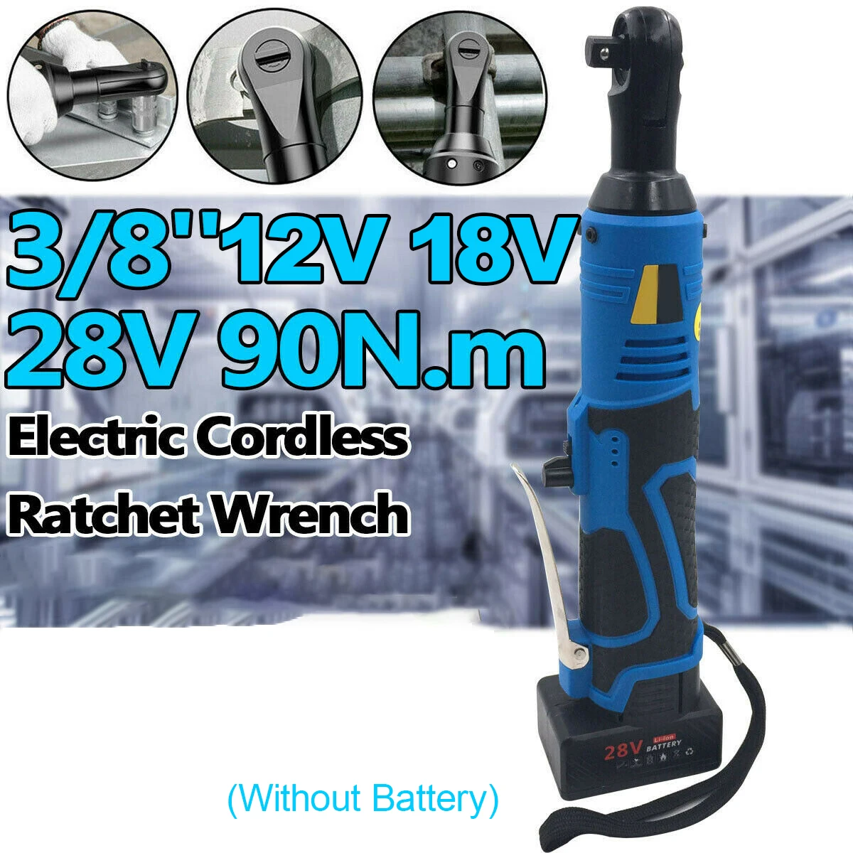 Электрический беспроводной Трещоточный ключ инструмент с прямым углом трещотка