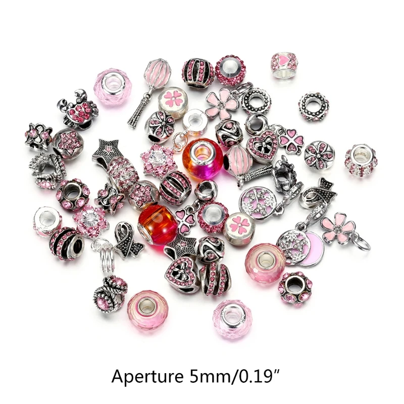 

K3ND 50 Pcs Large Hole Metal Beads Charms Handcrafts Spacer Beads European Beads Loose Spacers for DIY Bracelet Jewelry Making