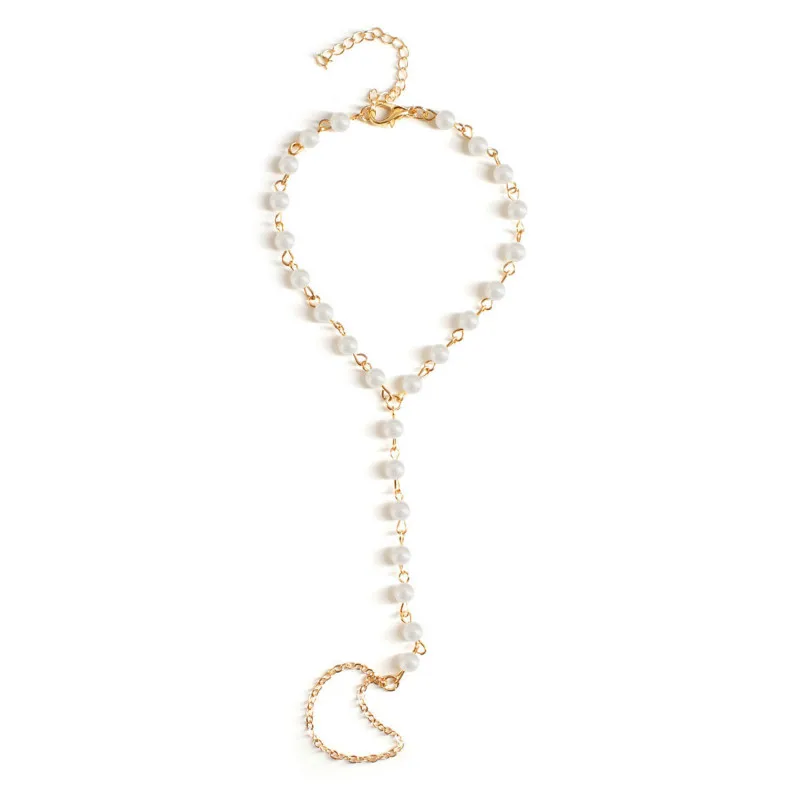 Fashion Chain & Link Bracelets Women Metal Hand Harness Beads Slave Finger Ring Boho Jewelry | Украшения и аксессуары