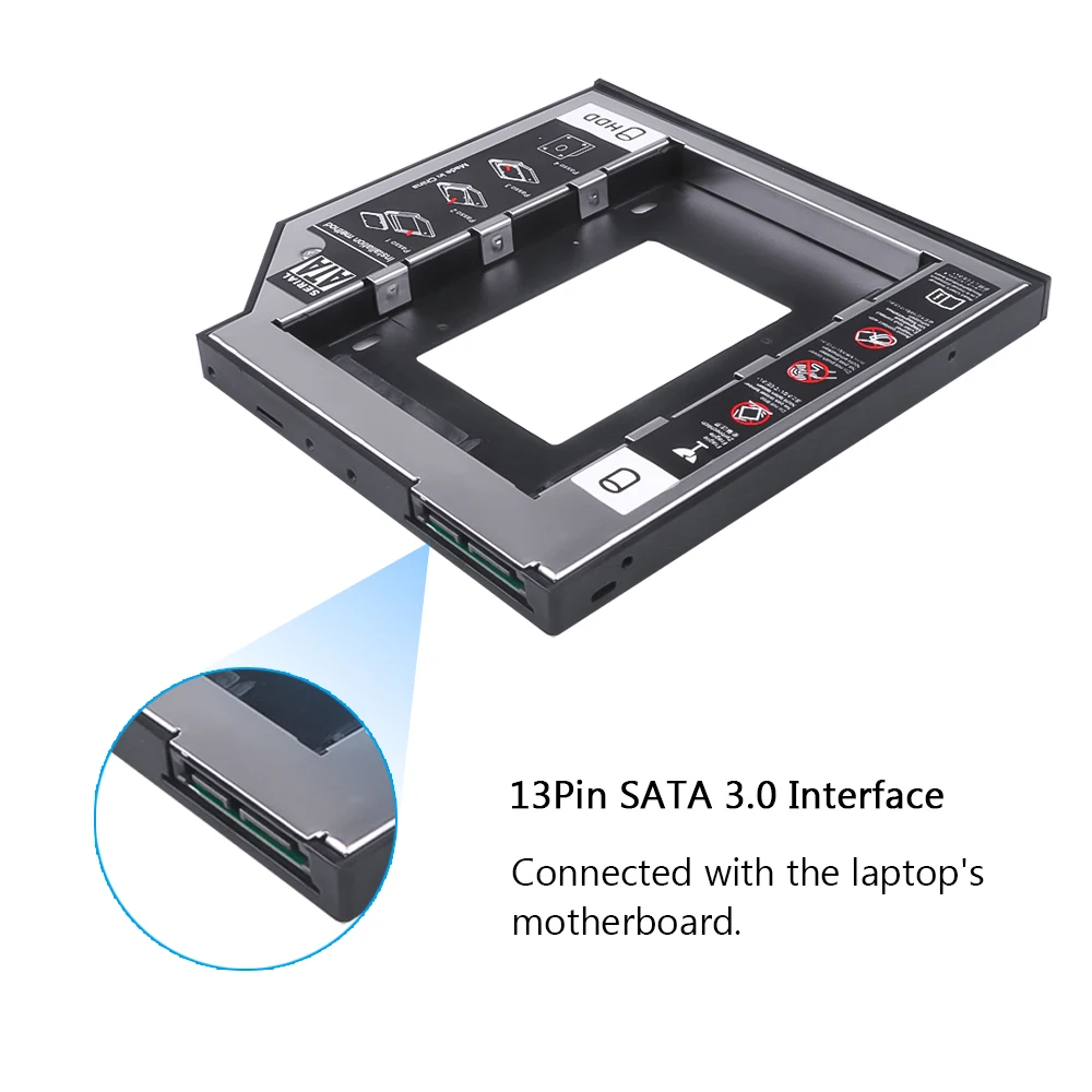 Kebidu Новый SSD HDD HD Жесткий диск Драйвер Caddy Внешний чехол SATA к пластик 2 й для CD DVD ROM
