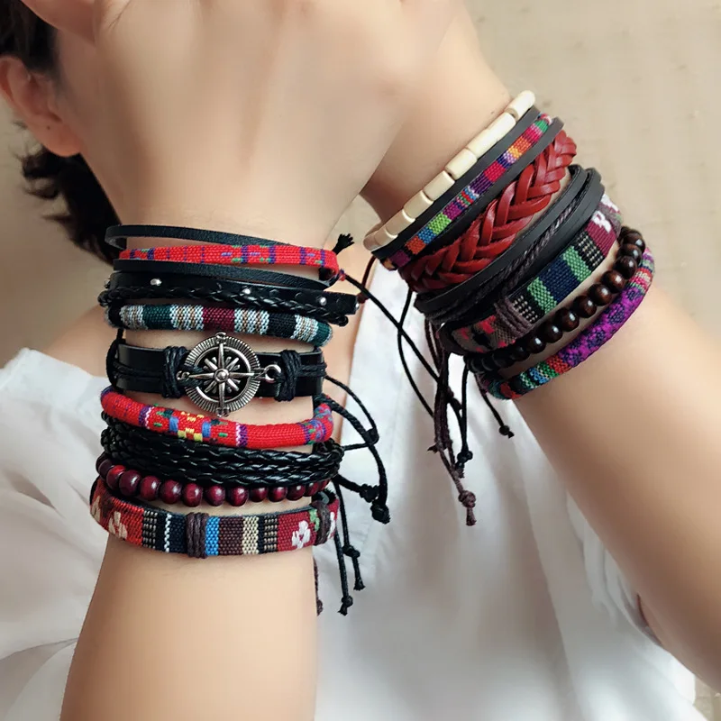 

Bohemian retro braided wax rope bracelet for men and women couples DIY multi-layer art bracelet wholesale
