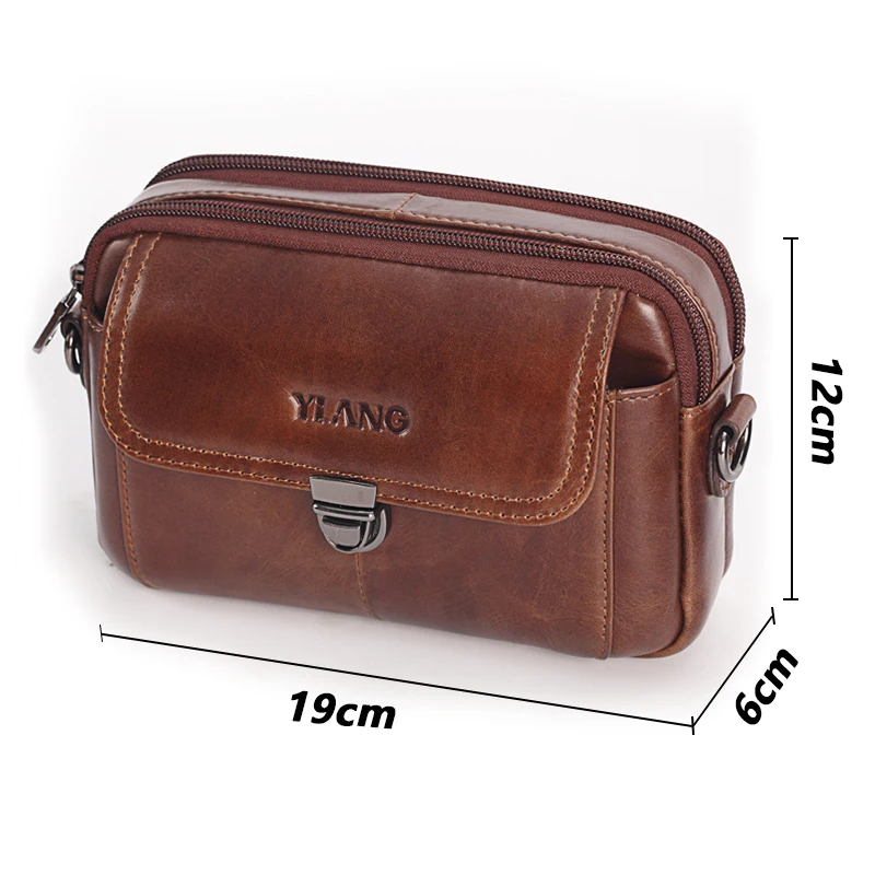 Сумка поясная из натуральной кожи мобильный телефон с крючком отделением для