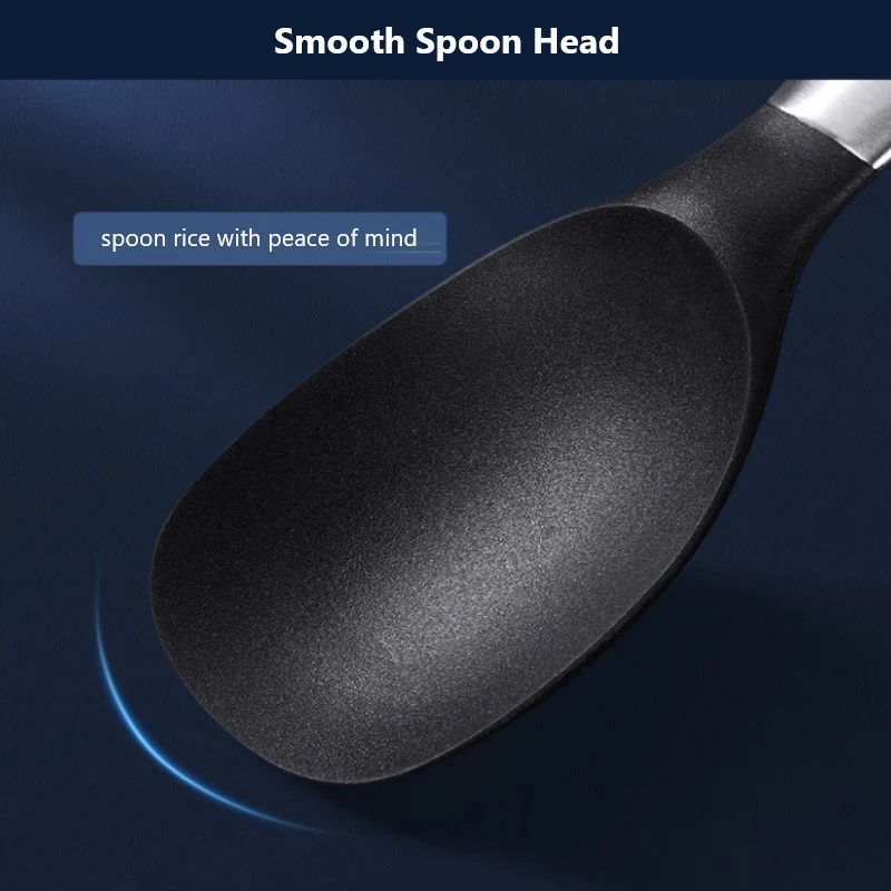 

Stainless Steel Rice Spoon Meal Spoon Canteen Serving Rice Spoon Public Spoon Household Thickened Long Handle Silicone