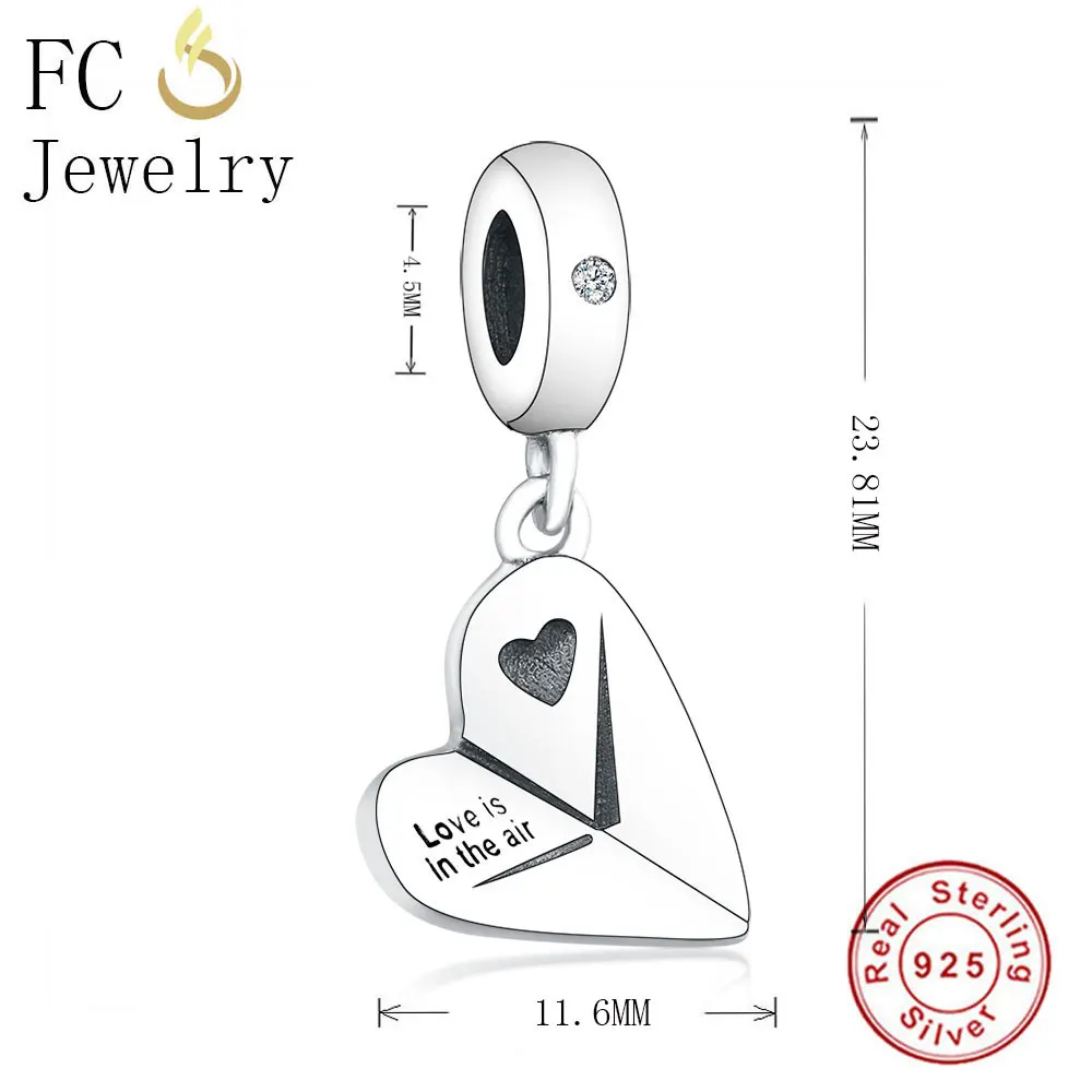 FC Jewelry Fit Original Brand Charm Bracelet 925 Sterling Silver Letter Paper Plane Engrave Love Air Bead Dangle Made Berloque | Украшения