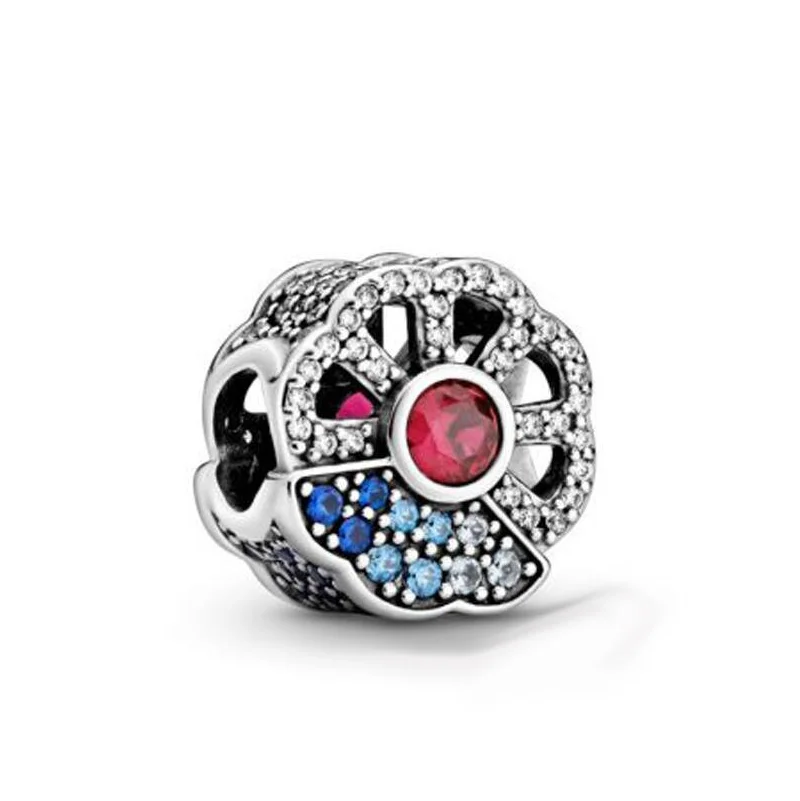 

Подвески серебряные бусины 925 пробы pan, подвески из синего и розового кристаллов, подходят для оригинального браслета для женщин, ювелирные ...