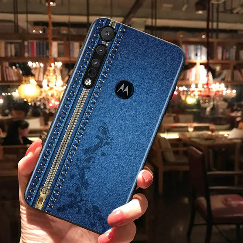 

Zipper Printing Denim Fabric For Motorola G9 G8 G Stylus Power One Fusion Hyper Edge E7 E6 5G Plus Play Lite Phone Case
