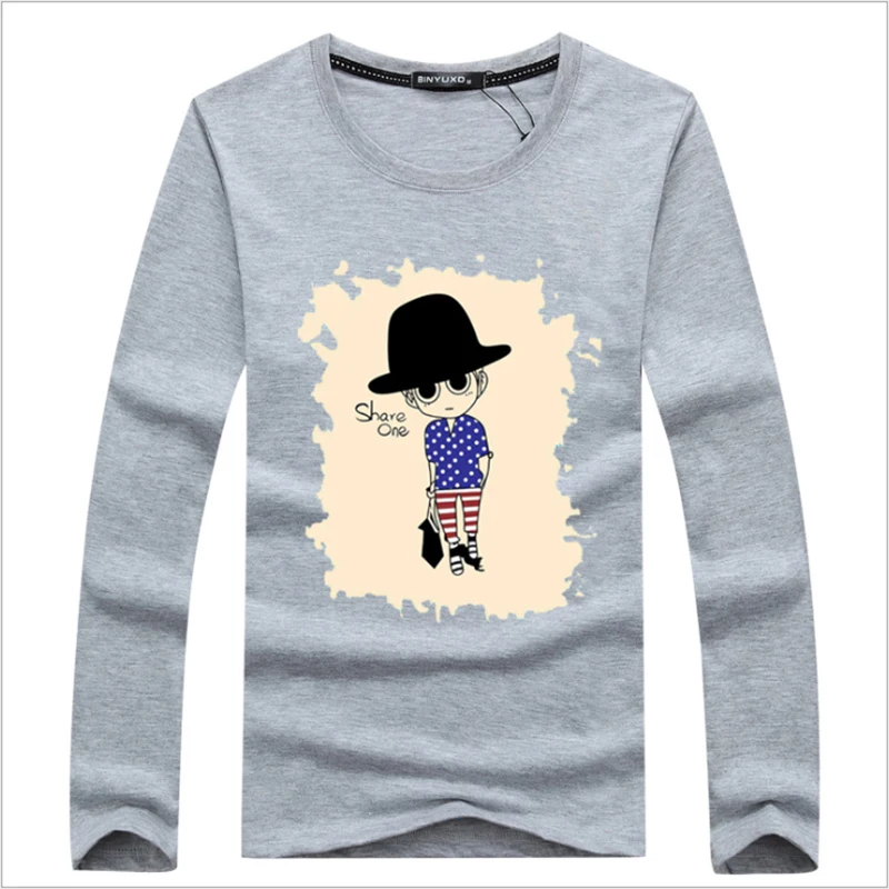 

Nice spring and autumn Pop men's long-sleeved T-shirt round neck shirt bottoming shirt large size