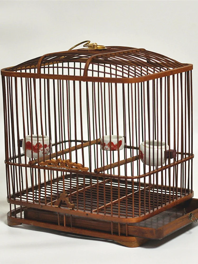 

Бамбуковая клетка для птиц традиционное ремесло квадратная клетка для попугая аксессуары для птичьей клетки чехол для птичьей клетки