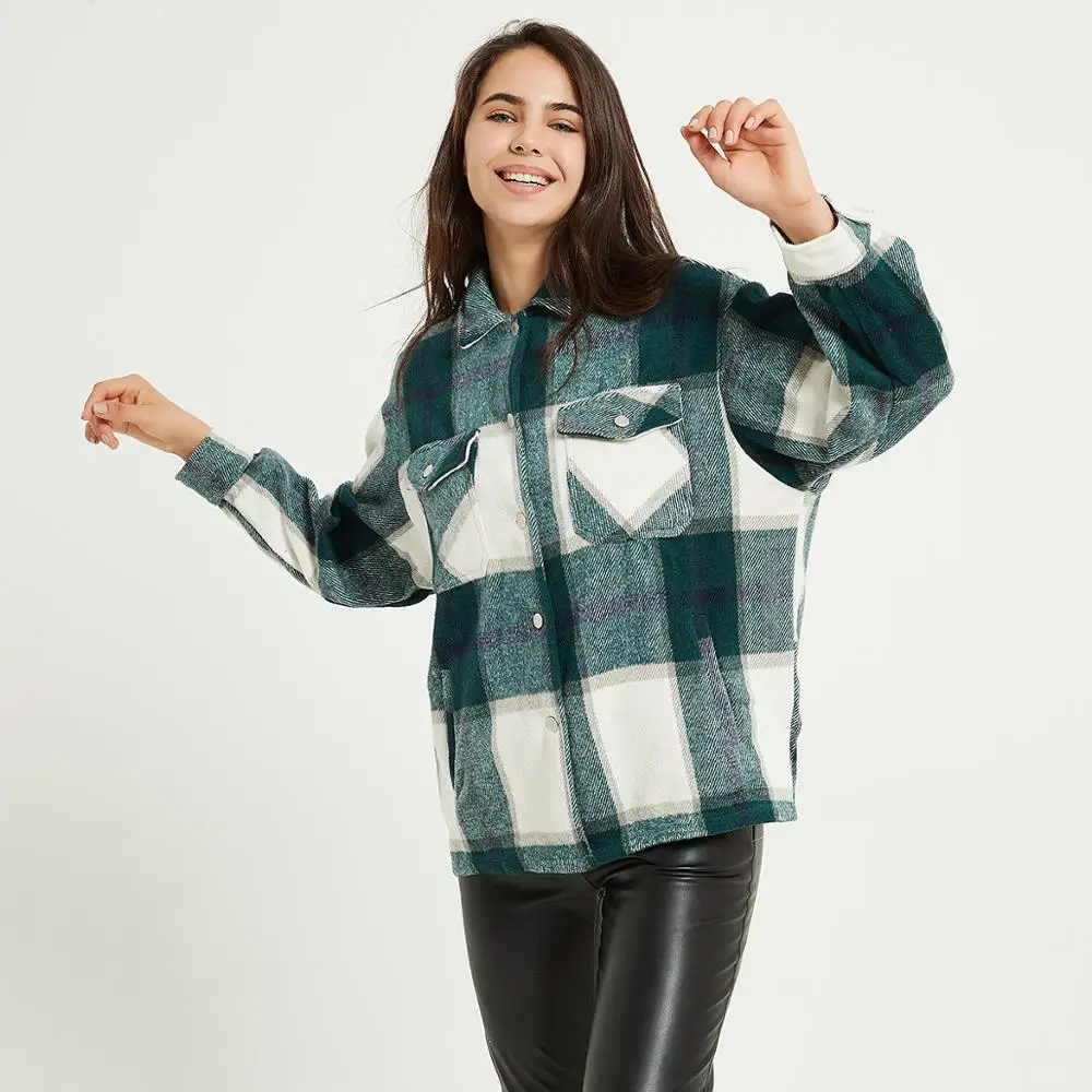 Wixra Women's Plaid Coat Jacket Loose High Quality Warm Overcoat Streetwear Fashion Casual Coats 2020 Autumn New | Женская одежда