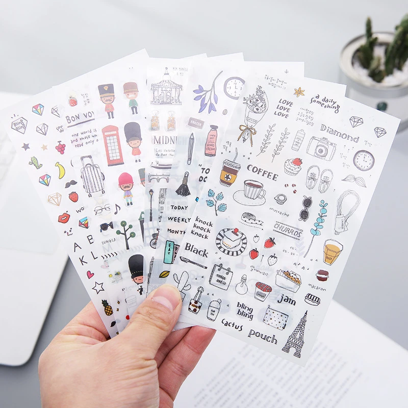 

6 Pcs/Set European Travel Paper Sticker Decoration Diary Scrapbooking Label Sticker Kawaii Korean Stationery DIY Stickers