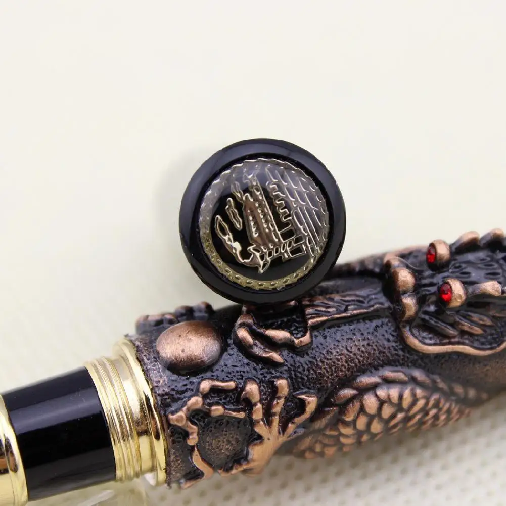 Современная шариковая ручка Jinhao Китайский дракон бронзовая Тяжелая подарочная