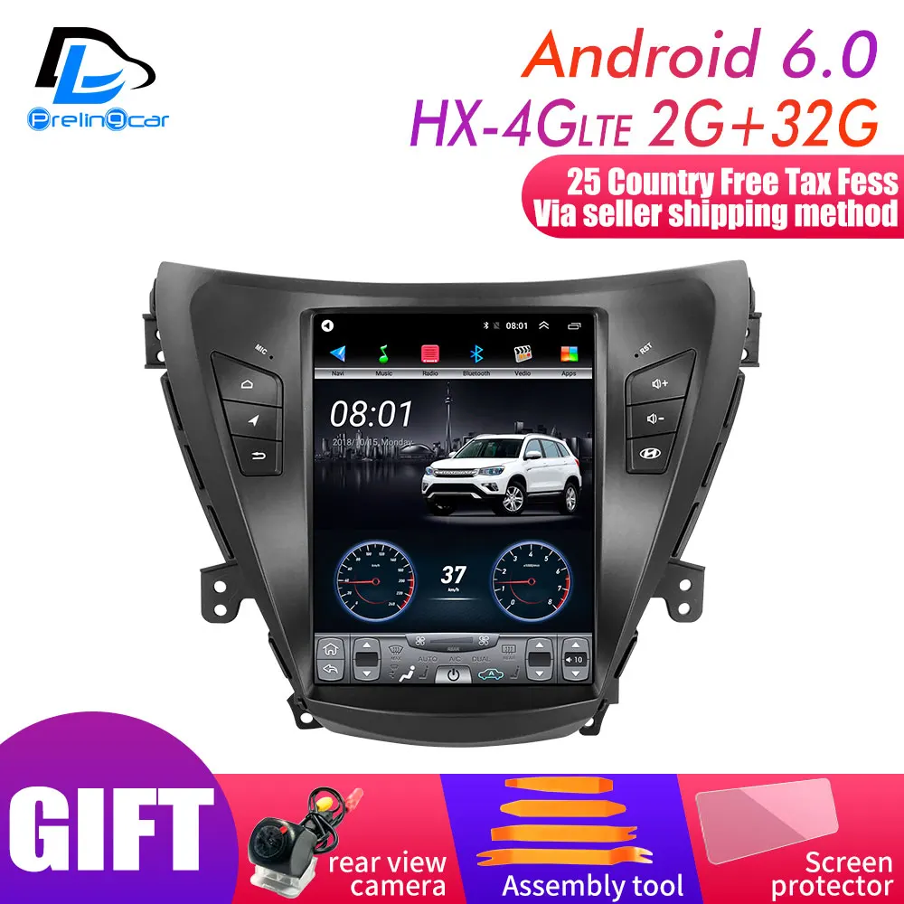 HX-4G 2G32G 64G rom вертикальный экран android автомобильный gps мультимедийный видео радио плеер в тире для hyundai elantra 2012- лет автомобильный навигатор - Цвет: HX-4G 2G32G