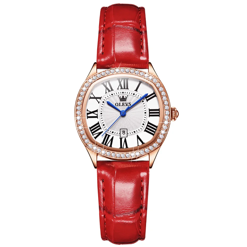 OLEVS Genuine Leather Strap Women's Watches Ladies Quartz Clock Waterproof Female Wristwatch Montre Femme Relogio Feminino enlarge