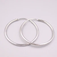 real pure 925 sterling silver earrings 1 8mm simple glossy circle hoop earrings for woman gift diameter 30mm