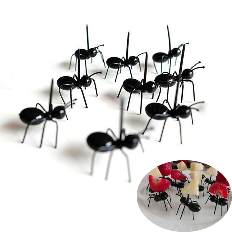 

12 Pieces/set Fruit Fork Mini Ant Plastic Tableware Cake Dessert Fork Food Tableware Party Decoration Children's Toys