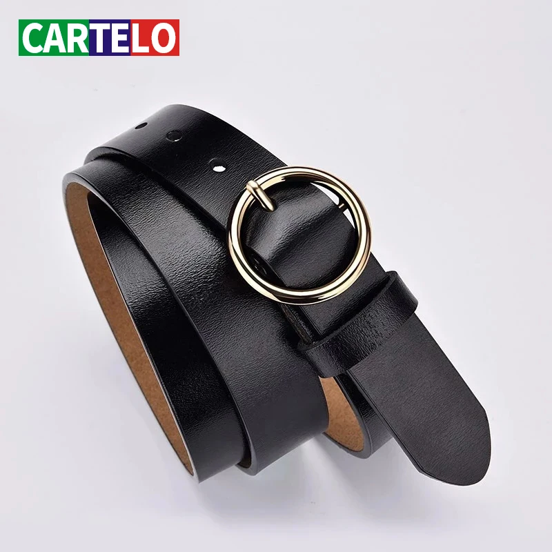 

CARTELO female deduction side gold buckle jeans wild belts for women fashion students simple New Circle Pin Buckles Belt