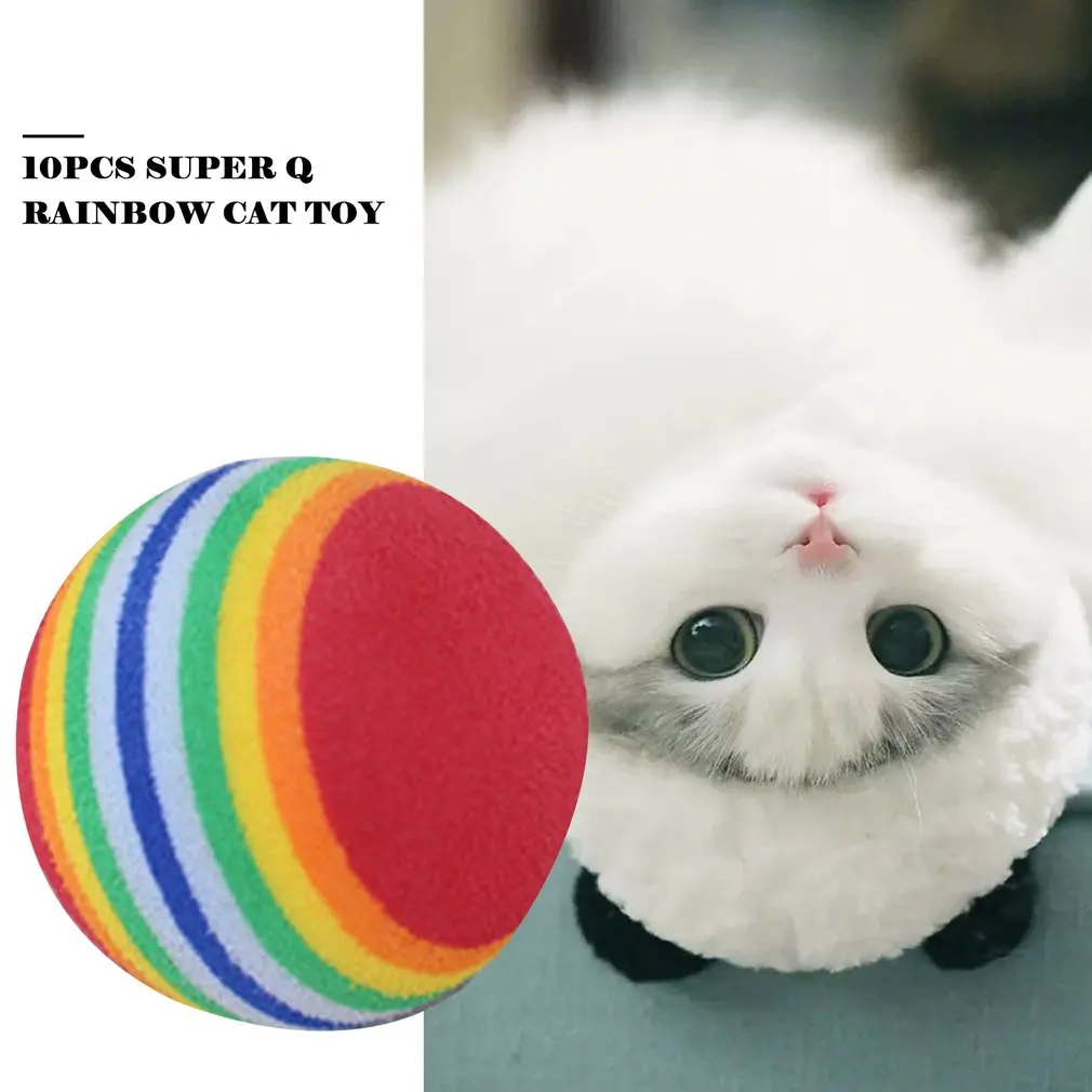 10Pcs/1Pcs Super Q Rainbow Ball Cat Toy Eva Foam Colorful Pet |