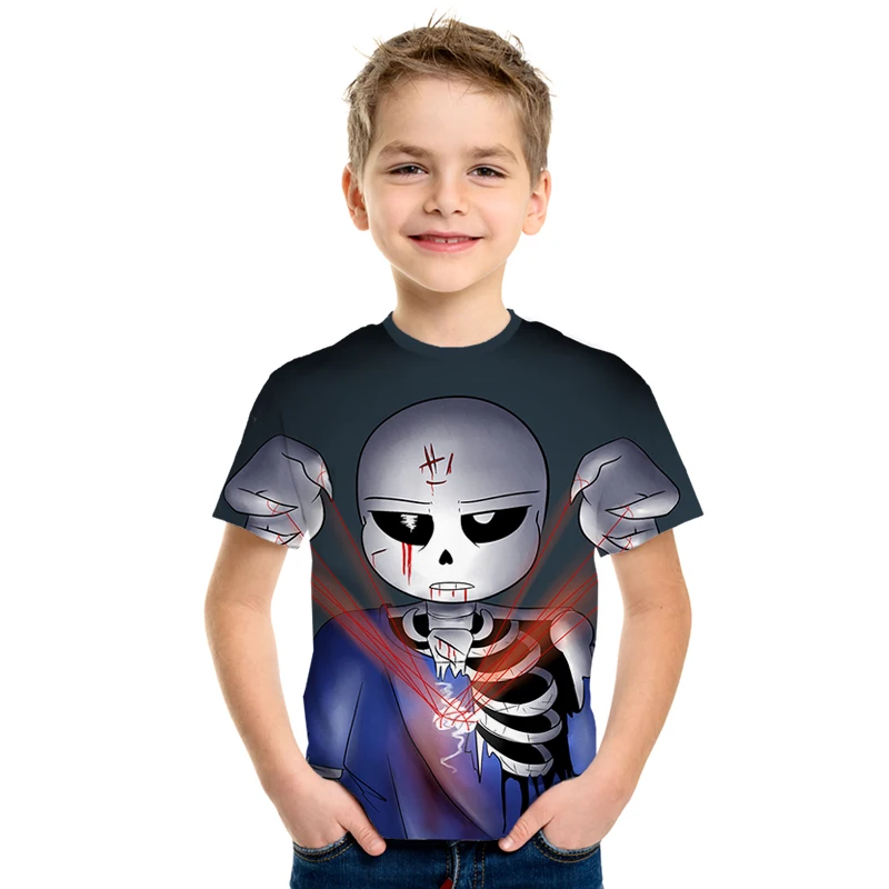 Футболка с 3D принтом для мальчиков и девочек детская футболка &quotUndertale Sans&quot
