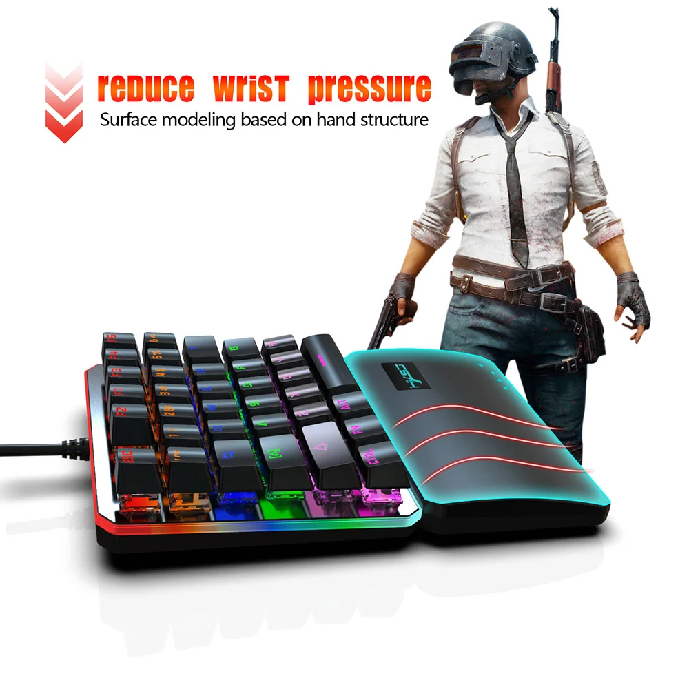 

V200 Replacement for PUBG LOL Gamer Keyboard 8 Backlit Mode Green Axis 35Keys Mechanical Keyboards Mini USB Wired Keypad
