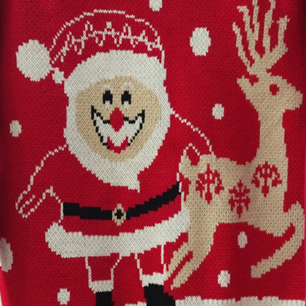 Модный свитер женский зимний теплый пуловер с рождественскими снежинками оленем