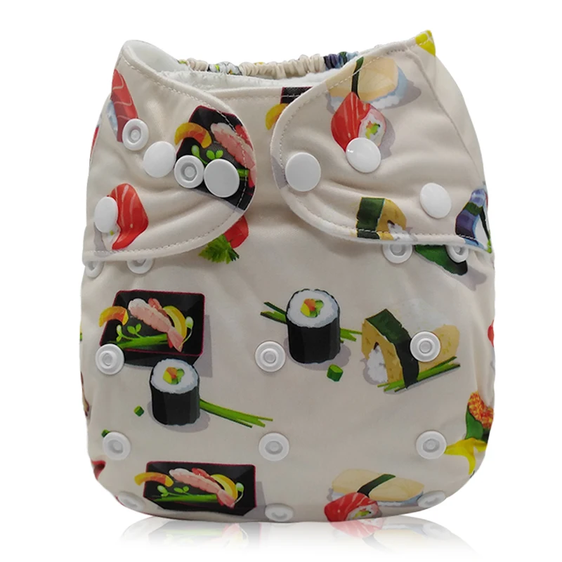

2020 Reusable Baby Cloth Diaper Cover Washable Nappies Carton Cats Green Nappy Waterproof Pocket Diapers Suit 3-15kg