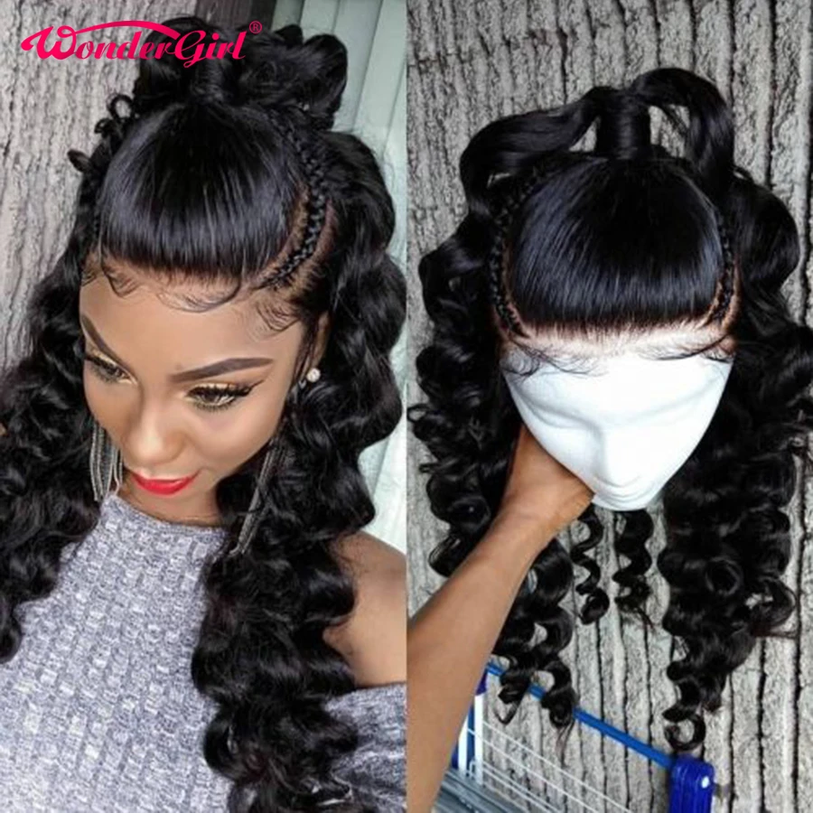

Loose Wave Wig T Part Lace Wig Human Hair Pre Plucked With Baby Hair Remy Hair 150% Transparent Lace Wigs For Women Wonder girl