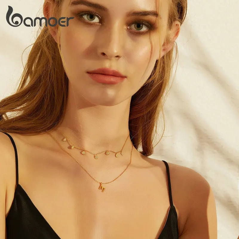 Bamoer, короткое колье, ожерелье, 925 пробы, серебряное, треугольная цепочка, ожерелье s для женщин, не вызывает аллергии, роскошное, хорошее ювелирное изделие BSN136
