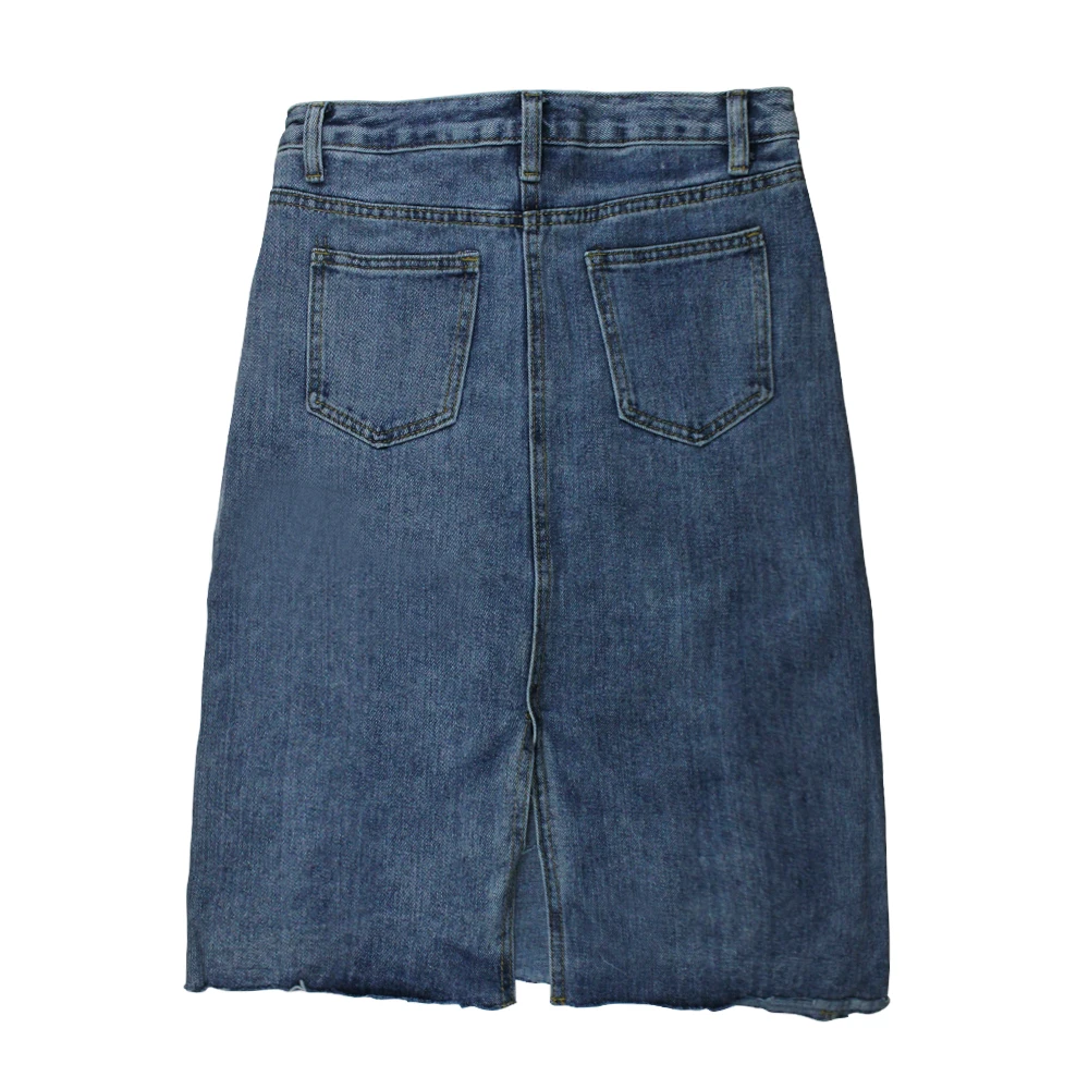 Женская джинсовая юбка пачка с высокой талией в стиле ретро Повседневная Длинная