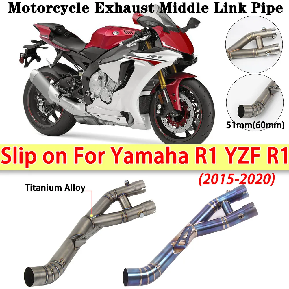 

Модифицированная выхлопная труба для мотоцикла, средняя труба слипона для Yamaha R1 YZF R1 2015-2020, мотоциклетный глушитель из титанового сплава