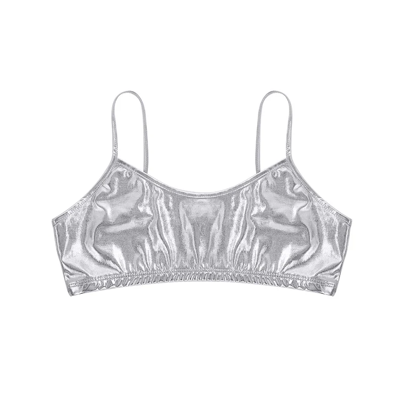 Женский камзол сексуальный укороченный топ блестящие металлические бретельки