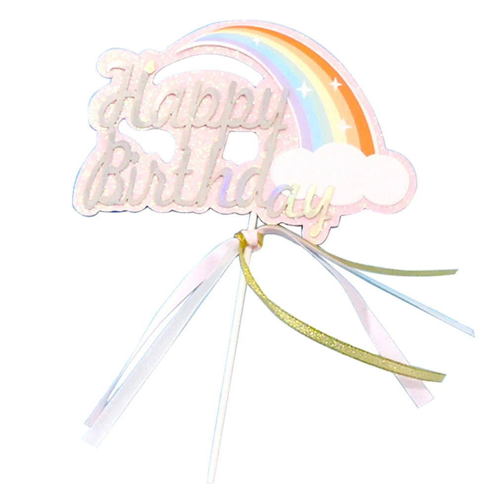 Радужное облако счастливое украшение для именинного торта бумажный торт флаг
