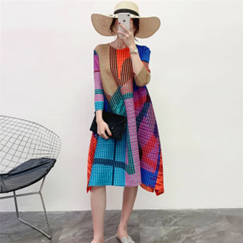 Женская одежда Miyake fold 2020 Большие Размеры свободное платье темперамент покрывает