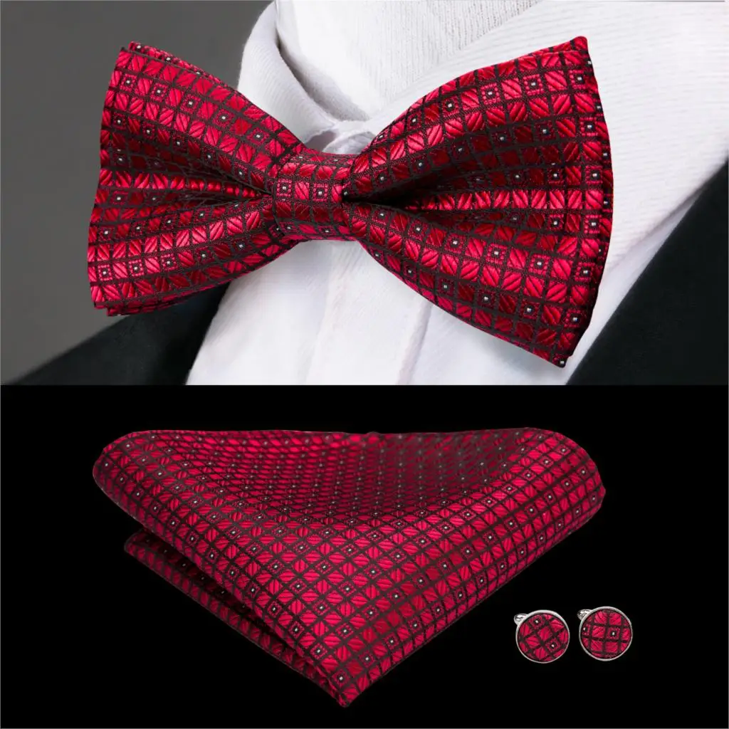 Бренд Hi Tie мужской галстук бабочка модный синий однотонный шелковый платок