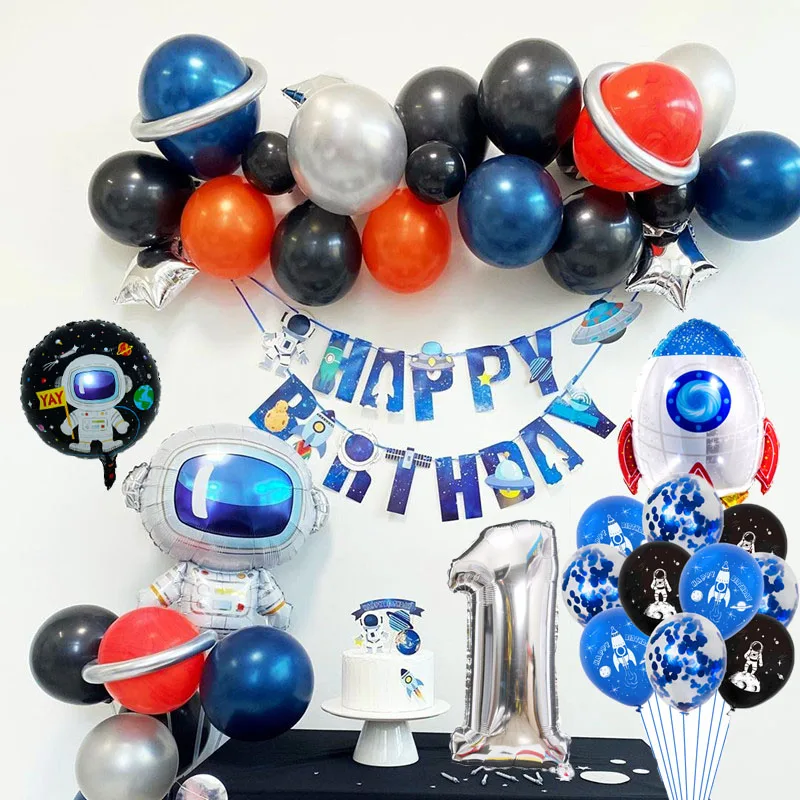 Воздушные шары космоса с днем рождения баннер тема вечерние воздушные шары номер года День Рождения вечерние украшения для детей 57 шт./компл.