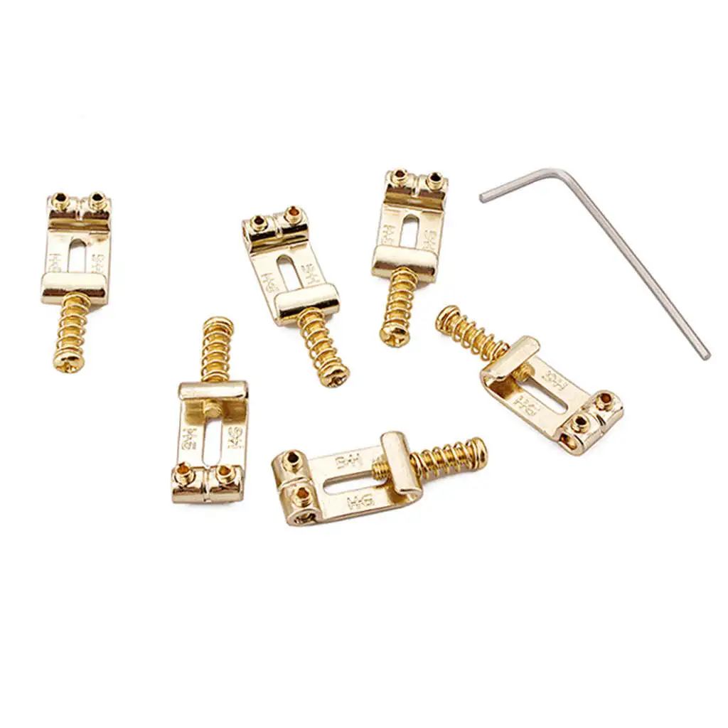 

6x Guitar Bridge Saddle Replacement String Tremolo Screws Electric Guitar Gold Guitar Bridge