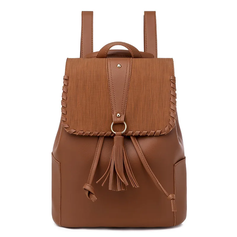 

Women Anti Theft Backpack PU Tassel Backpacks For Teenage Girls Large Capacity Shoulder Bags For Ladies High Quality