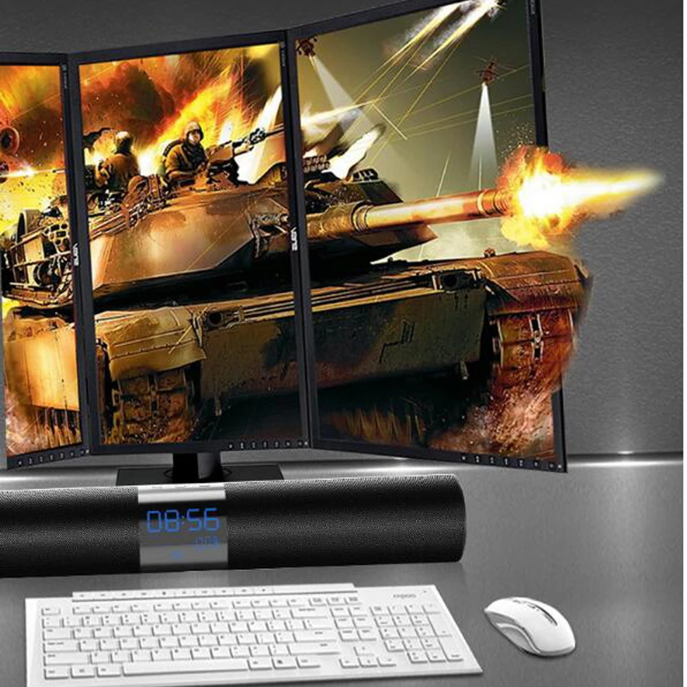 

Dual Soundbar Alarm Clock Computer TV Speaker Home Theatre Loudspeaker Subwoofer Super Bass Wireless Bluetooth Desktop Speakers