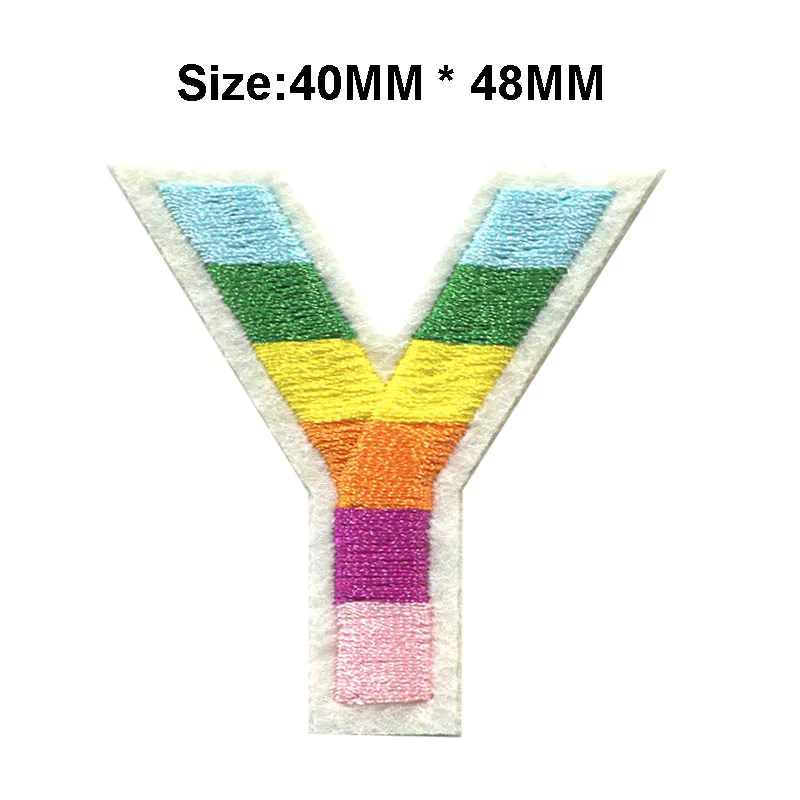 4.8cm High 1PC A-Z 6 colors Arial Letters Embroidered Sew on bagde Iron On Patches For Clothing Bag Pants Rainbow Texts images - 6