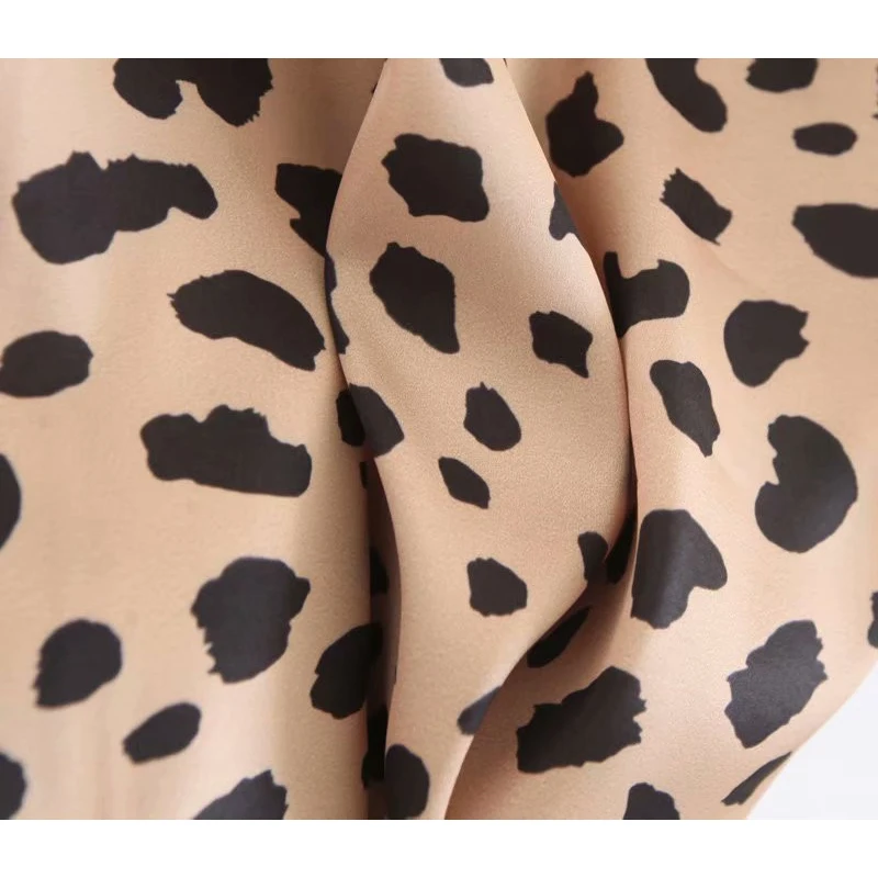 

Sukibandra Summer 2018 Leopard Print Vintage Midi Skirt A Line Casual Sexy Korean Women High Waist Satin Skirt Brown Skirts