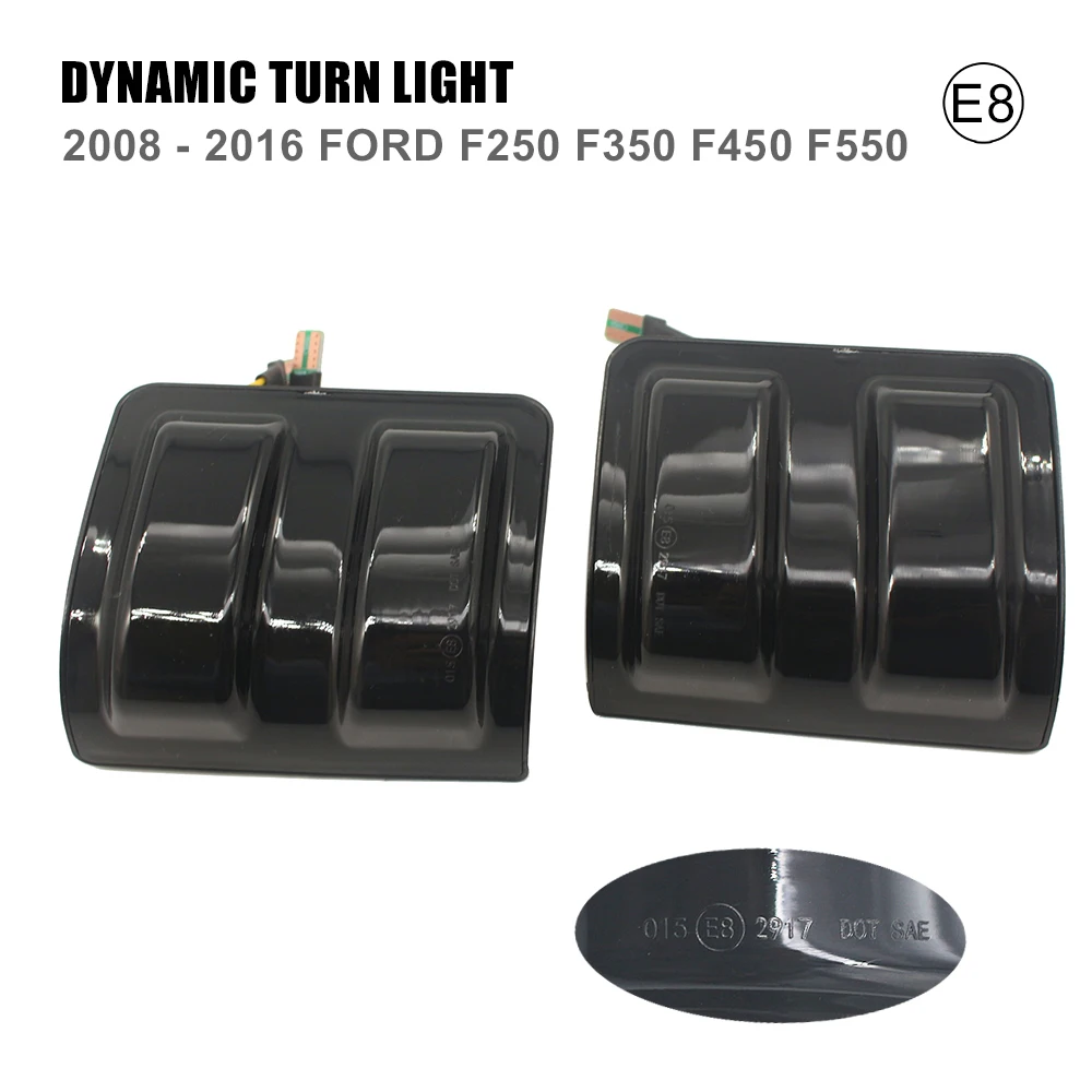 

2Pcs Dynamic LED Turn Signal Light For Ford F250 F350 F450 2008-2016 Super Duty Smoke Black Rear View Mirror Marker Lamp Amber