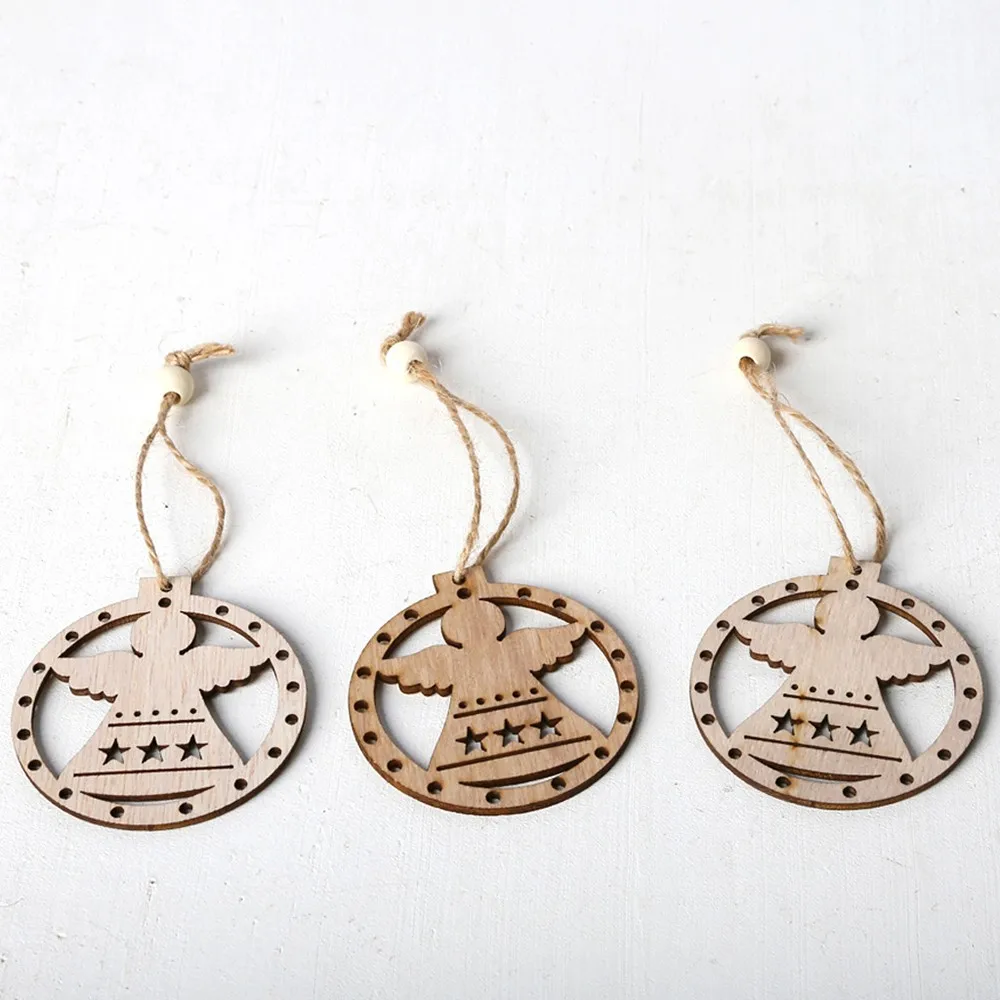 Прочные рождественские украшения 3 шт. DIY натуральный деревянный чипборд