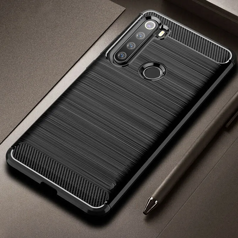 Чехол для Xiaomi Redmi Note 8T матовый мягкий силиконовый бампер из углеродного волокна