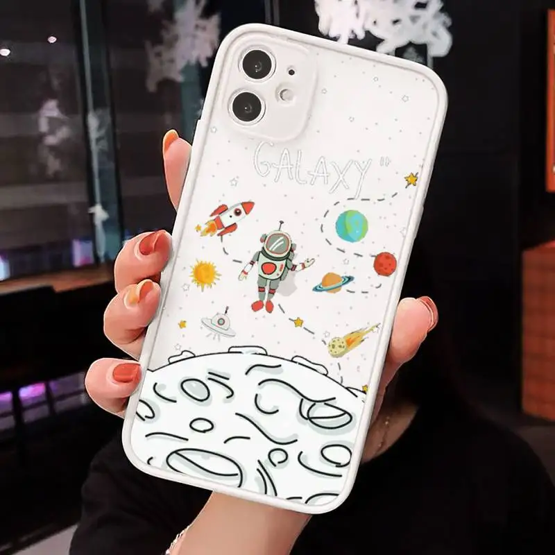 

Star Astronaut Phone Cases matte transparent For white iPhone 7 8 x xs xr 11 12 pro plus max mini Clear Funda