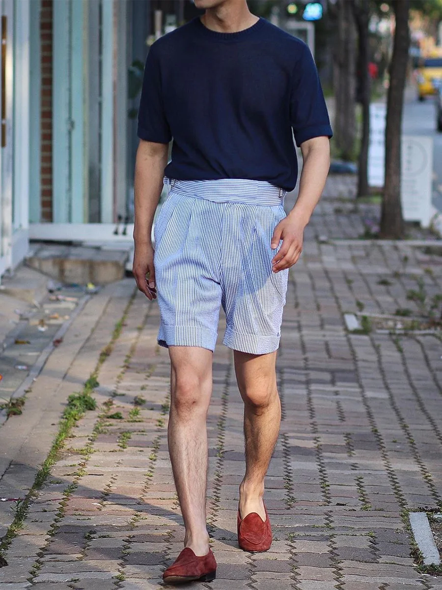 Home-made Gurkha Casual Five Minute Shorts For Men's Selection Of Pure Cotton Seersucker Fabric Slim Summer Street Snap 5XL