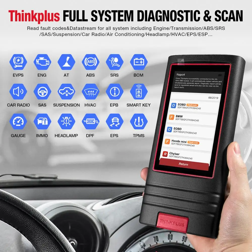 Thinkcar Thinkplus OBDII считыватель кодов 12 В Автомобильный сканер поток данных VIN OBD2