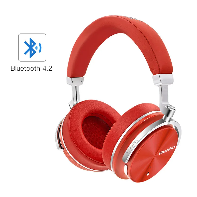 Bluedio T4S Bluetooth наушники с микрофоном беспроводной гарнитуры Bluetooth для iPhone Samsung Xiaomi наушников - Цвет: Red bluetooth 4.2