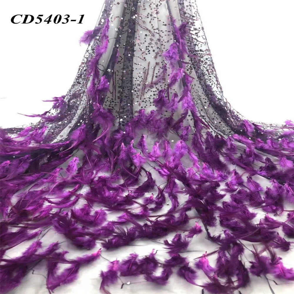 Роскошная Высококачественная Черная базовая ткань Натуральное перо фиолетовая