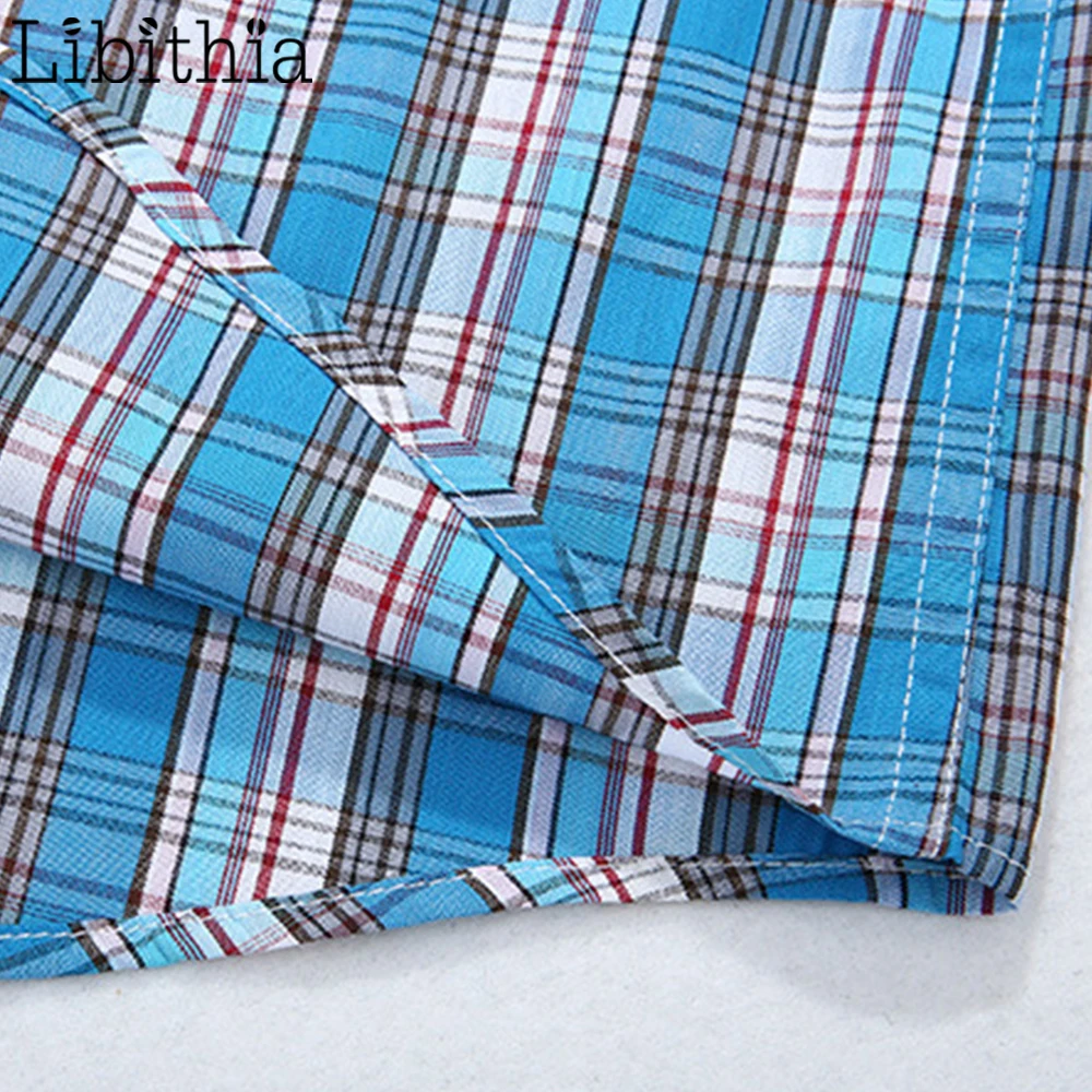 

Men's Casual Plaid Dress Shirts Summer Short Sleeve Shirt Light Blue Red Cotton Loose Styles Plus Size 2XL-9XL Clothes Male R170